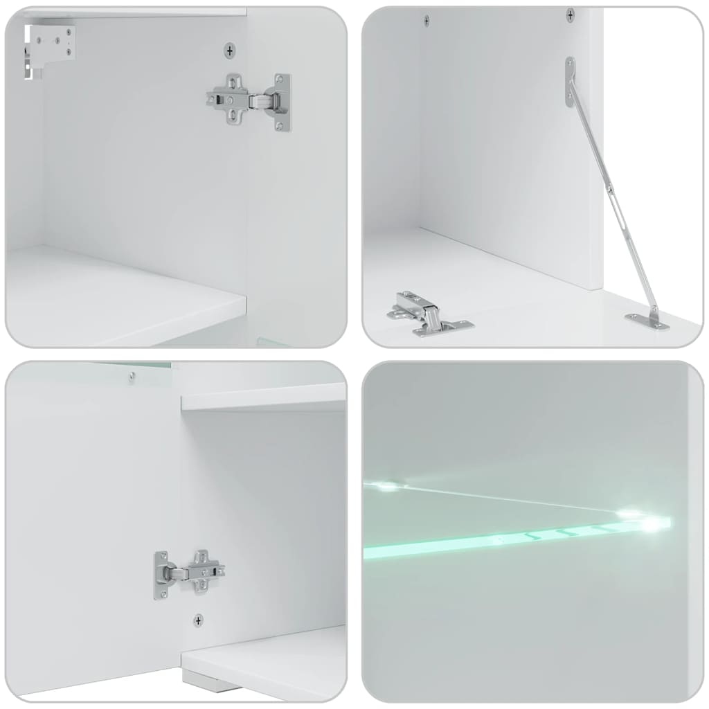 Mobili con Vetrina Parete Unità TV 5 pz con Luci LED Nero